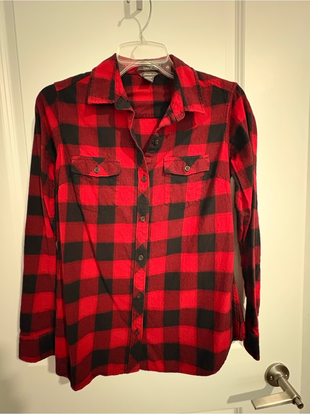 Eddie Bauer Red and Black Buffalo Plaid Button-Down Shirt